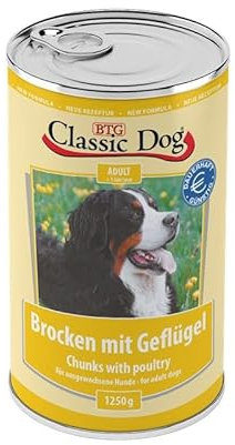 Classic Dog Brocken mit Geflügel | 6X 1250g Hundefutter nass