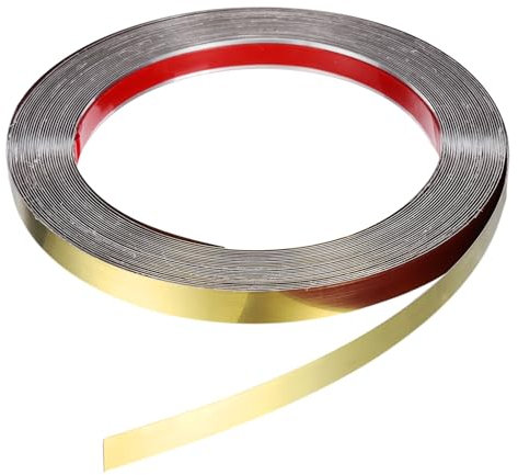 QUARKZMAN 39,4 ft x 0,59 Wandverkleidung zum Aufkleben und Anbringen von Rahmen, selbstklebende Edelstahlleiste mit Spiegeloberfläche für Wand, Decke, Schrank, Fliesenkante, golden