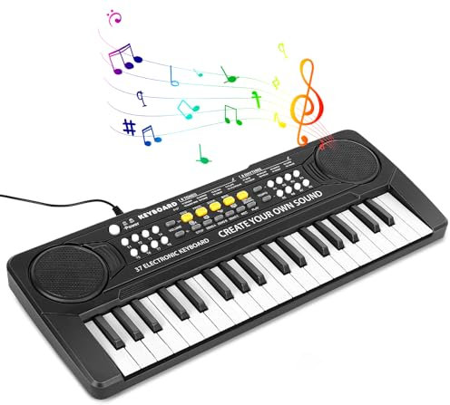 NonKob Piano Electrico Teclado Musical Infantil y Principiantes, 37 Mini Teclas Teclado Piano Digital, Portátil Electronico Instrumentos Musicales para Niño 2 3 4 5 6+ años