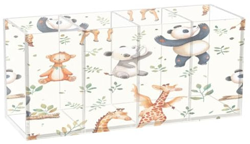 Yoga-Tiere, Acryl-Stifthalter, 4 Fächer, Stiftebecher, Make-up-Pinsel-Halter, Organizer