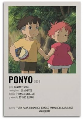 SZTIANCAI Ponyo Anime-Poster, Schlafzimmer, Wohnzimmer, Wanddekoration, Poster, Ästhetik, Art-Deco, 30 x 45 cm, ungerahmter Stil
