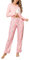 Litherday Pyjama Femme Hiver Ensemble de Pyjama Femme Coton Vêtement de Nuit à Manches Longues Vêtements de Nuit Automne avec Poches Rose L