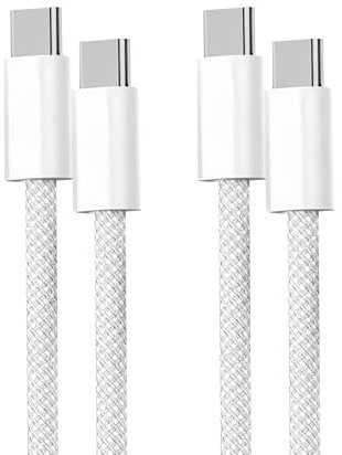 USB C to USB C Charger Cable, [2Pack 2m/6.6ft] 60W Nylon Braided Type C Fast Charging for Phone 16 15 Pro Max/Pro/Plus Samsung Galaxy S24 S23 S22 Ultra Pixel 7 6 PS5 etc.