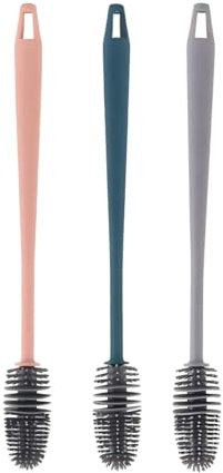 Goupillon à Bouteille, goupillon en Silicone, adapté au Lavage des Bouteilles, carafes et Thermos, Silicone, Paquet de 3.