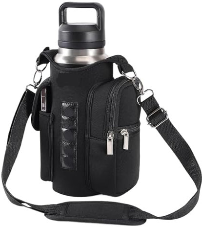 Generic Water Bottle Carrier Bag | Magnetic Gym Bottle Holder for Adults - Insulated 710-1183 ml Nylon Bag with Phone Pocket for 24/32/40 Oz Cup for Gym Hiking Camping