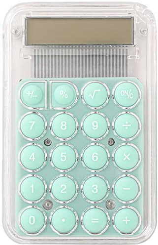 Senshuomy Mini-Rechner, Taschenrechner, kompakter Silikon-Schlüsselrechner, leiser Betrieb, transparentes Design mit austauschbarer Batterie, ideal für Büro, Schule, Zuhause (grün)