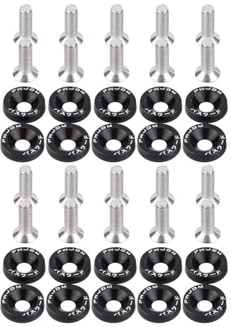Aublinto Auto M6 Eloxierte Aluminium Universal M6 JDM Auto Schrauben Aluminium Stoßfänger Unterlegscheibe Motorrad Verkleidungsschrauben CNC Stoßstange Kotflügelscheibe Speed ​​Fastener Clips