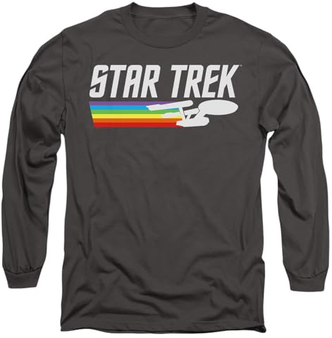 Star Trek Rainbow Trail Mens Long Sleeve T Shirt, Charcoal, XX-Large