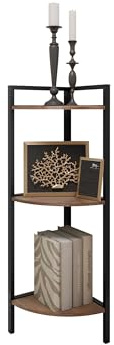 Mirjan24 Eckregal stehend mit 3 Ebenen Bonikad, 76 cm hoch, Standregal, Bücherregal Aufbewahrungsregal für Wohnzimmer, Bad, Flur, industrieller Stil (Schwarz/Braun)