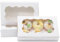 LONGTEAM 20 pcs Small Cookie Boxes Gift Giving, 18x11x4cm White Bakery Box with Window, Treat Boxes Small Cake Boxes for Macaron Chocolate Truffle Dessert Pastry (20)