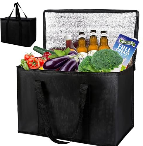 2Pack Cooler Bags - 8Gallon/35L Large Cool Bags for Insulated Food Thermal Delivery Bag for Hot Food, Collapsible Freezer Shopping Bags with Handle & Zips for Camping Outdoor BBQ Shopping Fishing