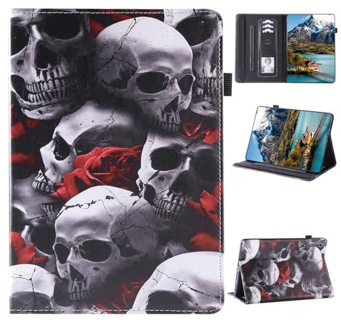 Rosbtib Case for Samsung Galaxy Tab S5e Case 10.5 Inch Model 2019 SM-T725/T720 PU Leather Flip Cover with Multi-Angle Viewing Angles & Card Holder & Elastic Band - Skull