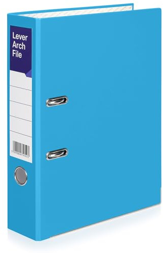 A4 Lever Arch Files for Paperwork, Metal Thumb Ring, Archive Document Folder | Large Ring Binders for Office, School & Home Filing (Blue, Pack of 1)