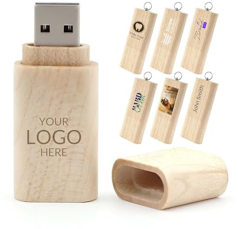 Lot de 10 Clés USB en Bois Personnalisées 32 Go USB 3.0 Gravure du Logo Incluse, Clés USB Écologiques Personnalisables Idéales pour Cadeaux d’Entreprise, Mariages ou Événements