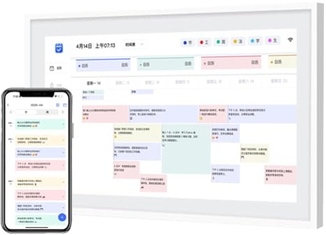 Lazmin112 10,1 Zoll Digitaler Bilderrahmen, Intelligenter Digitaler Kalender, Interaktiver Touchscreen, Automatischer Bildwechsel, Verstellbare Halterung, Familienorganizer, 32 Gb (EU-Stecker)