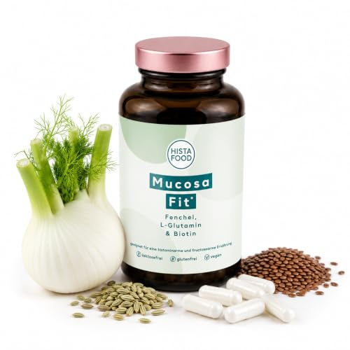 HistaFood MucosaFit – L-Glutamin, Biotin, Zink, Vitamin C & Fenchel, 90 Kapseln, glutenfrei, laktosefrei, fructosearm, histaminarm & vegan