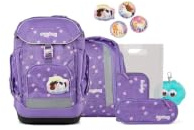 ergobag Schulranzen-Set Maxi Set Bundle PonyBäradies - Lavendel | 7-teiliges Set mit ergonomischem Schulrucksack der Kollektion AW25/26, ideal für große Kinder ab der 1. Klasse Grundschule