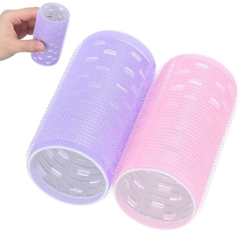 ABOOFAN Lot de 2 Bigoudis Thermiques Auto-adhésifs pour Frange, Grands Rouleaux en Aluminium Chauffant, Volume Naturel et Boucles Faciles, Accessoires Coiffure pour Femmes et Filles,