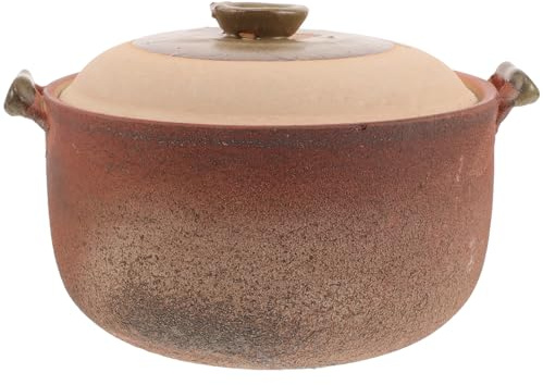 Mipcase Casserole en Terre Cuite 2,5l avec Poignée, Pot Poreux pour Cuisson Mijotée, Bouillons et Soupes, Ustensile Maison Polyvalent, Cuisson Douce, la Cuisine Traditionnelle Française