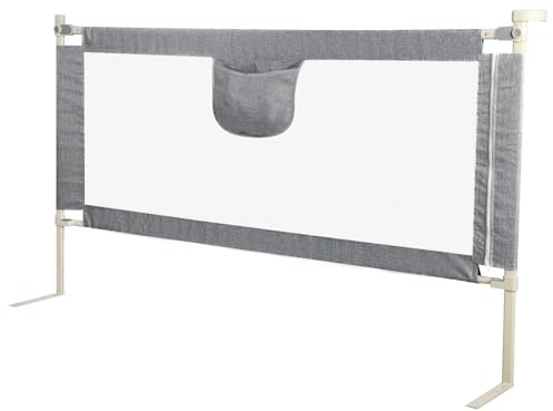 Supfine Bettgitter für Kinder, Höhenverstellbar 70-99 cm, Rausfallschutz Bett aus Kohlenstoffstahl, Atmungsaktives Netzgewebe, Bettgitter gegen Stürze (200 cm)