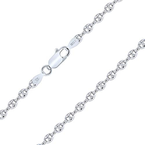 PLANETYS - Kaffeebohne Bohnenkette 925 Sterling Silber Rhodiniert Kette - Halskette - 2.5 mm Breite Längen 50 cm