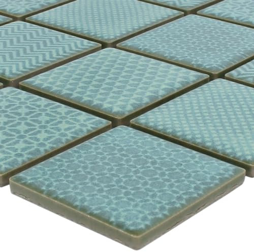 Keramische Mosaik Fliesen Sapporo Grün für Wandverkleidung Steinwand Vintage