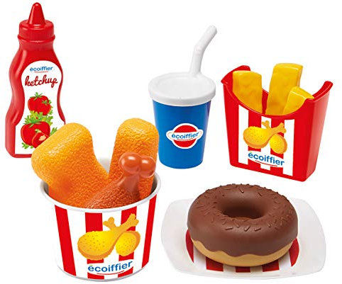 Jouets Ecoiffier – 2590 - Set Poulet à emporter – Imitations d'aliments pour enfants – 12 pièces – Dès 18 mois – Fabriqué en France