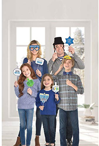 Amscan 3900412 - Fotorequisiten-Set Hanukkah, 13-teilig, Größe 35,5 x 21,5 cm, Schilder, Photo Kit, Fotobox, Lichterfest, jüdisches Fest