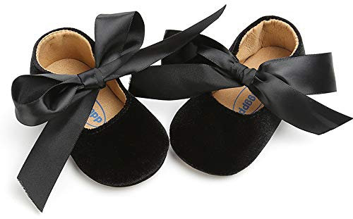 RVROVIC Baby Girls Ballerina Mary Jane Flats Toddler Girl Princess Dress Shoes Soft Infant Crib Shoes(12-18 Months Toddler,6-Black)