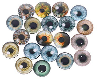 JERKKY Poupée en Verre Yeux d'animal Bricolage Artisanat Eyeballs pour Dinosaur Eye Accessoires Fabrication de Bijoux À La Main 20 Pièces Couleur Aléatoire 8mm