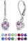 DTPSilver - Damen Klappbügel Ohrringe 925 Sterling Silber und mit Kristallen von Swarovski® Elements 6 mm Runde - Farbe : Violett