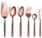Berglander Set di posate da portata 6 pezzi con manico in superficie lunare e placcatura in titanio con testa in oro rosa lucido, acciaio inossidabile Set di posate in rame Cucchiai da Utensili