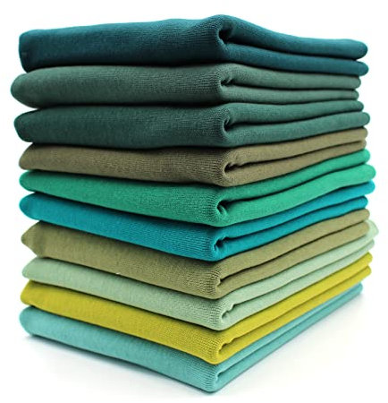 10x 0,25m Bündchenstoff Set Schlauchware 70cm breit 95% Baumwolle, 5% Elasthan Auswahl Jersey (Grüntöne, 10er Set)