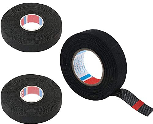 3 Rollen Isolierband Industrie Gewebeband Panzerklebeband Kabelbäume Elektriker Klebeband Kabelbäume Baumwolle Klebeband Gewebeband Electrical Tape Isolierung Wrap Klebeband für Car Motorrad 19mmx15m