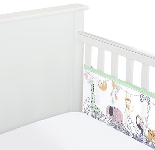 BreathableBaby, Klassisches 3 mm atmungsaktives Netzfutter für Kinderbetten mit 120 x 60 cm oder 140 x 70 cm Matratze, Regenwald, deckt 2 Seiten ab, Nicht gepolsterte einlagige Nestchen-Alternative,