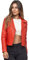 Tazzio Lederjacke Damen Echtleder Jacke im Biker Look mit coolen Zipper-Details & Reverskragen F507 (M, Rot)