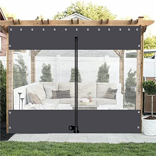 AMDHZ Pergola wasserdichte Seitenwände Durchsichtig Wetterfeste Vorhänge für Draußen Kunststoffplanen für Terrassen Mit Ösen, Anpassbar (Color : Clear Gray B, Size : 4x2.50m)