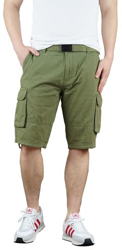 Indicode Ocean Herren Cargo Shorts Kurze Hose Short inkl. Gürtel 7 Taschen bis 3XL (as3, Alpha, m, Regular, Regular, Cypress)