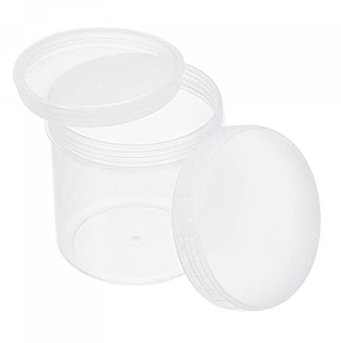 sourcing map Empty Plastic Paint Pail 0.08 -Gallon/300mL Seal Storage Container with Sealing Lid Clear 5Pcs