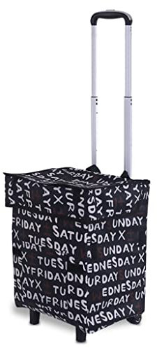 Falytemow Collapsible Utility Cart Foldable Reusable Shopping Trolley Bag with Wheels and Telescoping Handle Waterproof Oxford Fabric Folding Grocery Cart for Women or Men Travel Home Kitchen