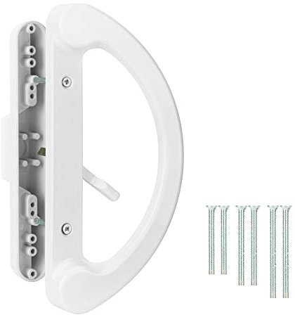 SANKINS Sliding Patio Door Handle Pull Set, White Diecast Non-Keyed Gate Handle Set for Mortise Lock Style Glass Door, Replacement Handle for Sliding Glass Door Fits 3-15/16” Hole Spacing
