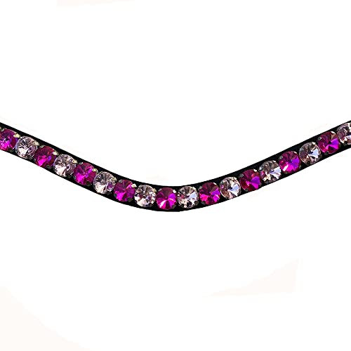 Leone Equipment Stirnriemen Pferd - Stirnriemen Pferd Glitzer für Warmblut, Vollblut und Pony - Trensen Stirnband - Pferde Stirnband Rosa und Kirschrot (Vollblut/Cob, Braunes Leder)
