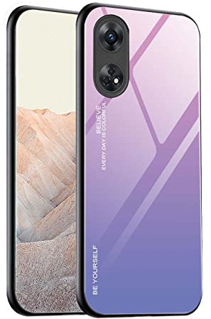 PEIYE Cover per Oppo Reno 8 T (Reno8 T), Retro Rigido Simil Vetro + Silicone TPU Bordi in Gomma Protezione Custodia -2