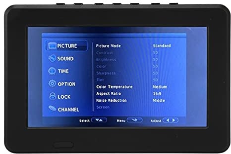 Shanrya TV Numérique Portable, Télévision Portable 7 Pouces avec Batterie Rechargeable Intégrée Fente pour Carte Mémoire HD 1080P 16: 9 TFT LED pour Les Voyages