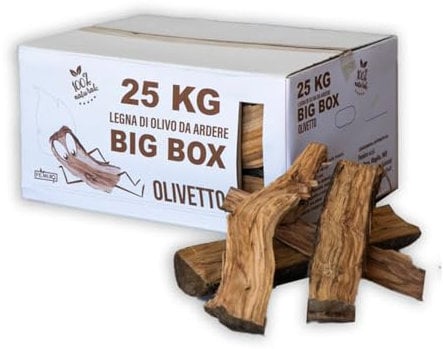 Legna da ardere di ulivo in scatole BIG BOX da 25kg su bancale