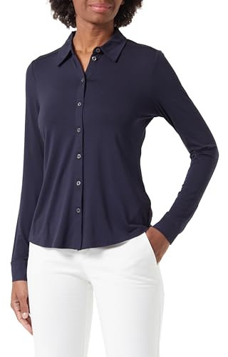 Marc OߴPolo Women's Pointed Collar Jersey Blouse with Stretch, Blue (Manic Midnight), M