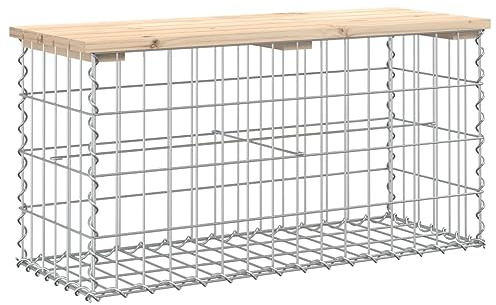vidaXL Gartenbank aus Gabionen 83x31,5x42 cm Massivholz Kiefer