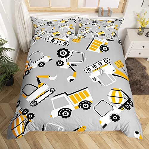 BJCJGGL Fundas Nordicas 105 Excavadora Gris Ropa de Cama 105 para Niñas Niños con Cremallera Suave Transpirable Microfibra Fundas Nordicas 180x220 cm + 2 Fundas de Almohada 50x80 cm