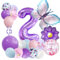 Afritee Geburtstagsdeko 2 Jahre Mädchen - 25 Stück 2. Geburtstag Mädchen Schmetterlinge Folienballon Deko Schmetterling 2. Deko Lila Luftballon Schmetterling Deko 2. Mädchen