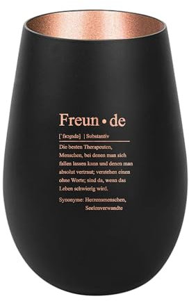 Der-Porzellan-Laden Windlicht mit Gravur Freunde Definition Schwarz Bronze